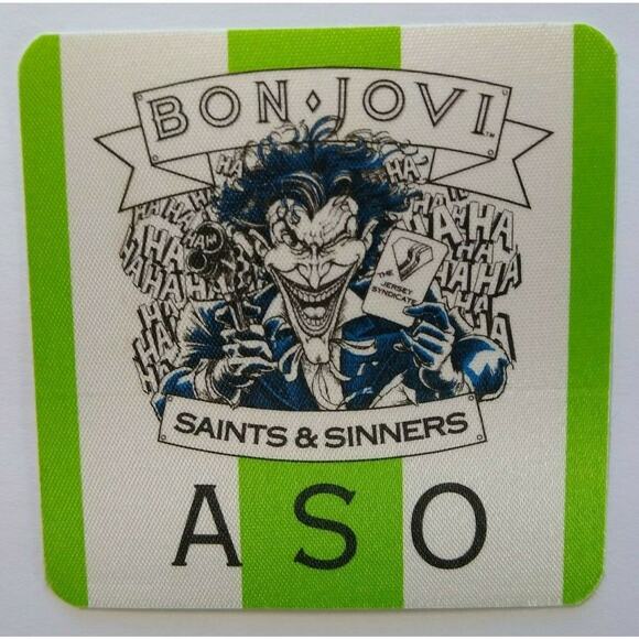 Bon Jovi Backstage Pass Batman The Joker Original 1989 Rock Concert ASO Green - Picture 1 of 2